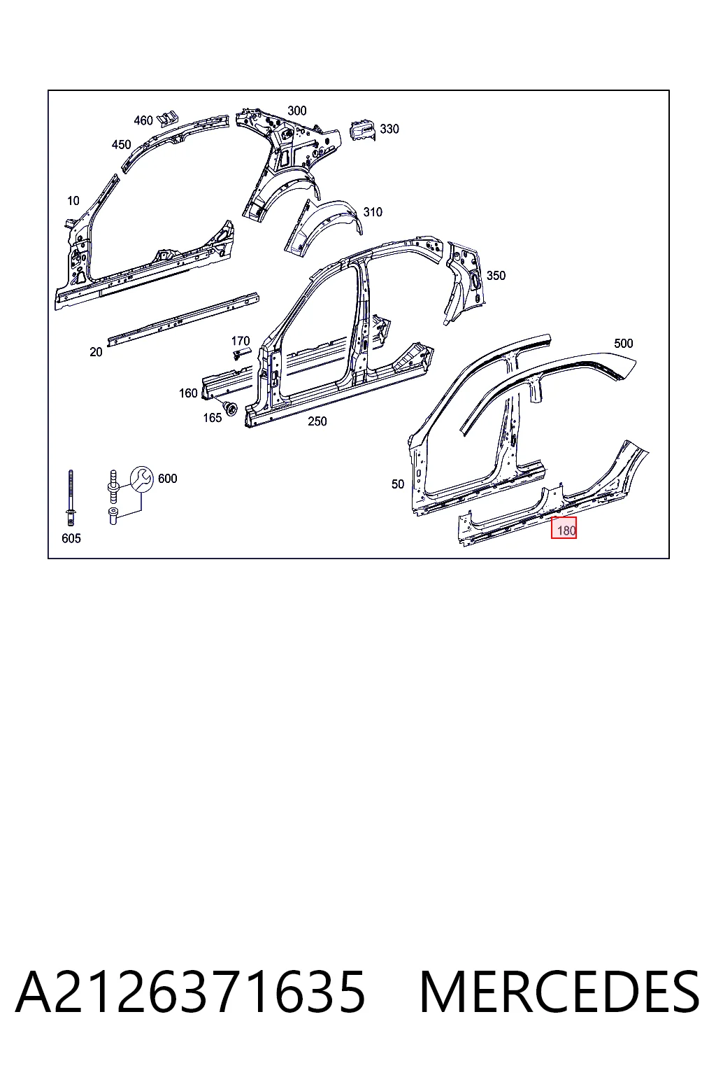 Comprar Umbral exterior derecho Mercedes E W212 a bajo precio