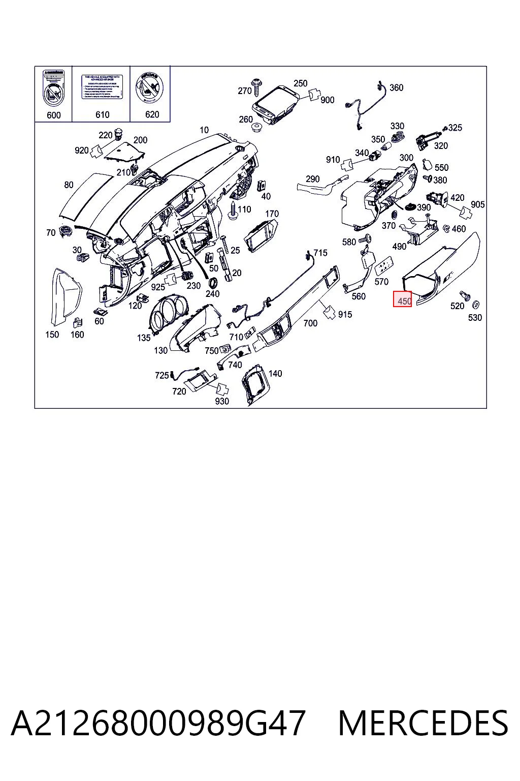 Comprar Tapa de la guantera Mercedes E  W212 a bajo precio