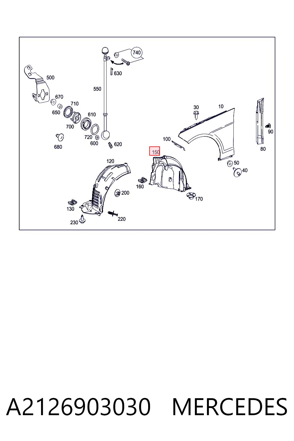 A2126903030 Mercedes Paso de rueda delantero izquierdo trasero