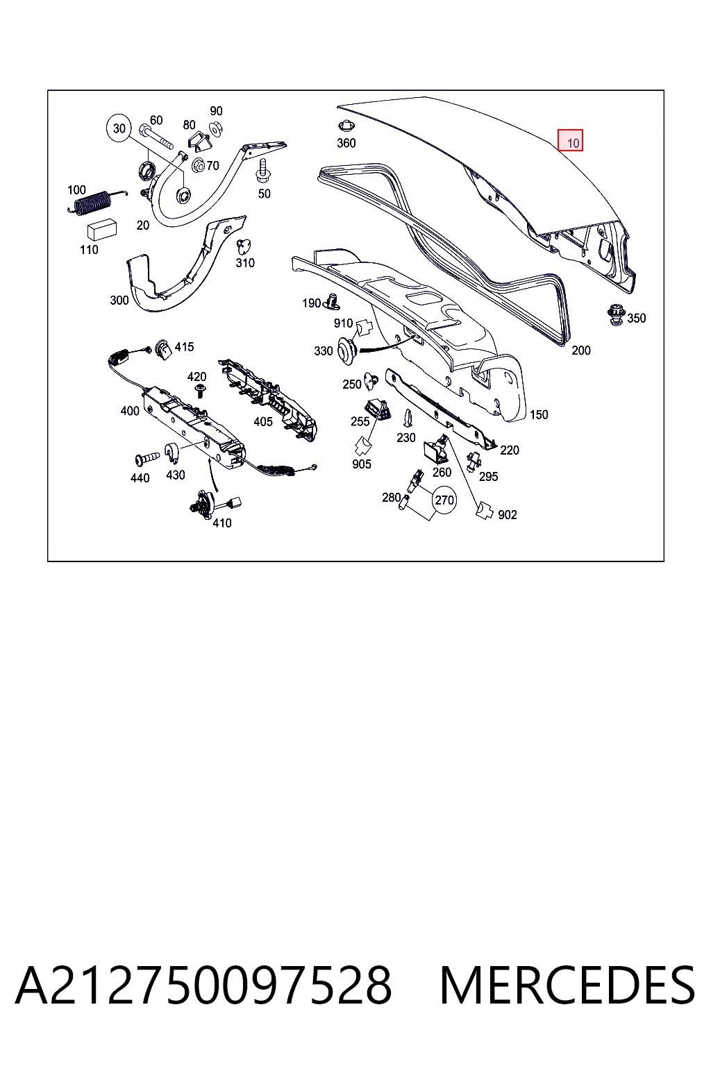 Tapa del maletero Mercedes E sedán (W212) (2009 - 2016) precio, desde 319,44 EUR