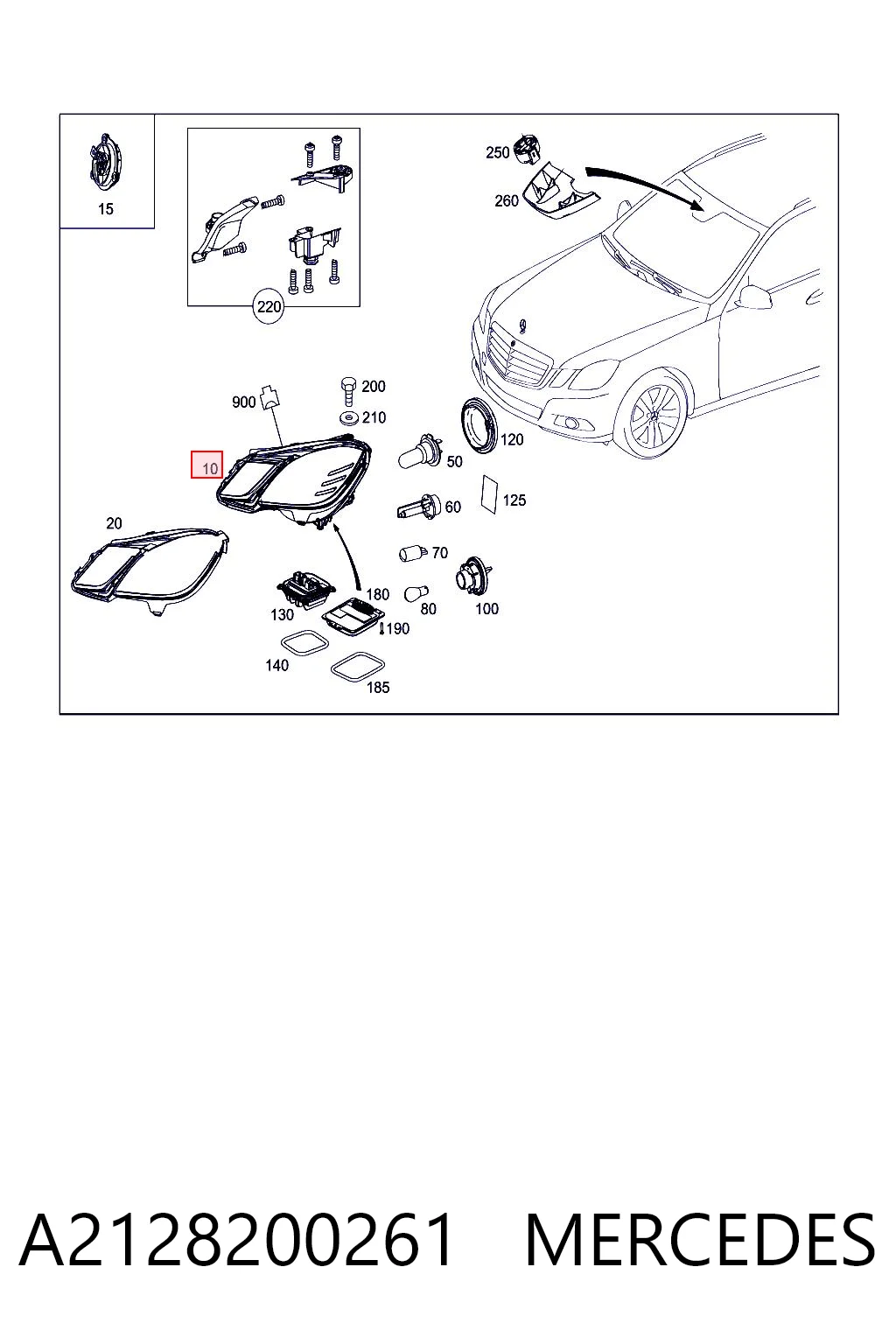 Faro delantero derecho Mercedes E 