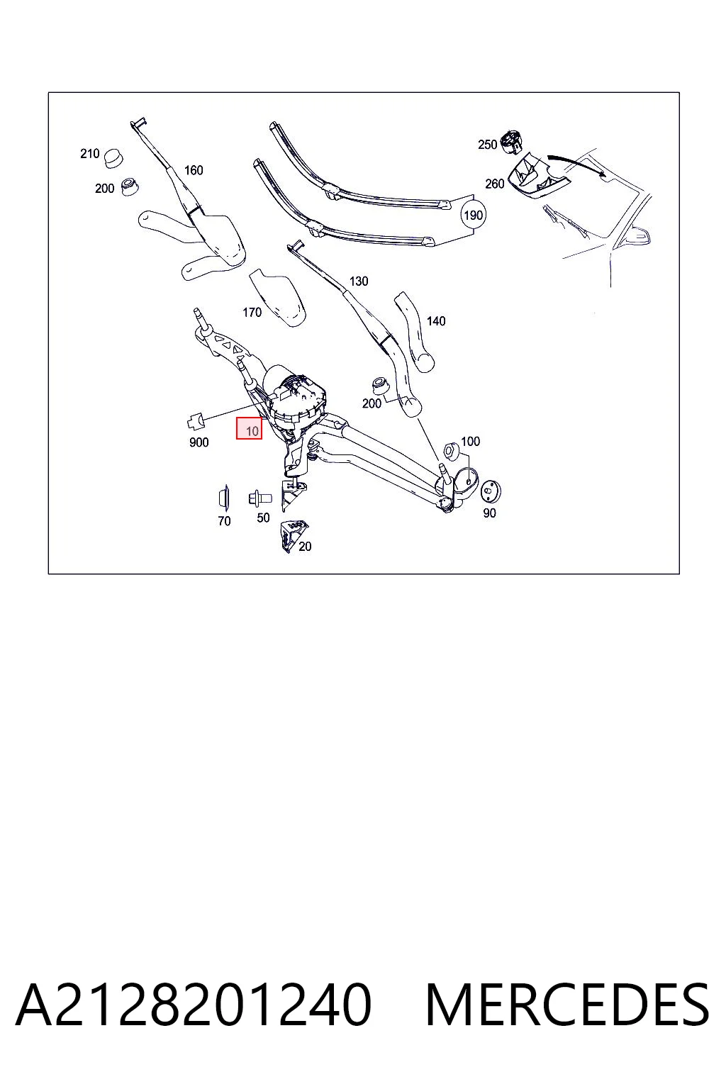 Trapezio del limpiaparabrisas Mercedes E 