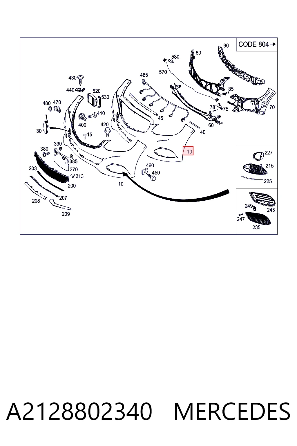 Parachoques delantero A2128802340 MERCEDES