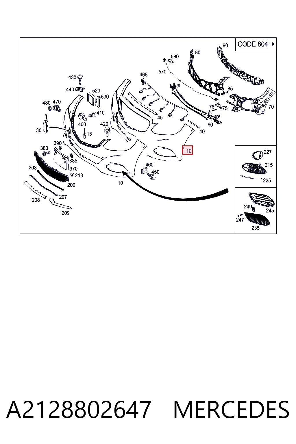 Parachoques delantero A2128802647 MERCEDES