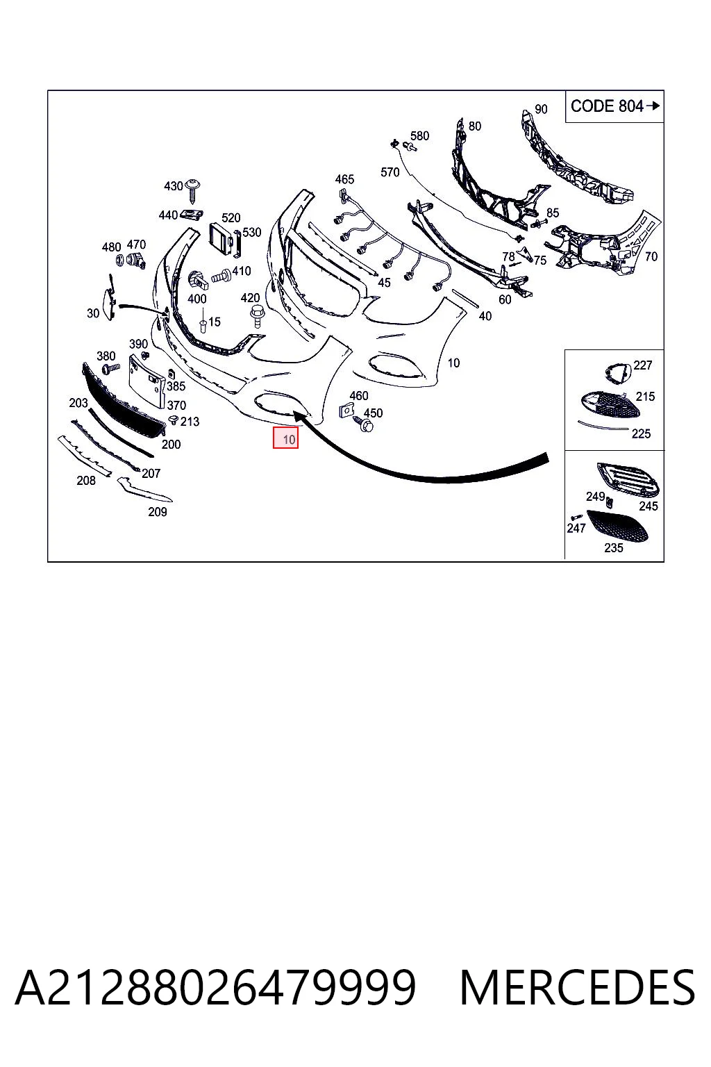 Parachoques delantero A21288026479999 MERCEDES