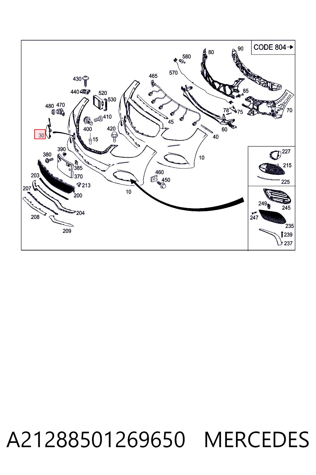 Cobertura de parachoques, enganche de remolque, delantera  para Mercedes E  W212