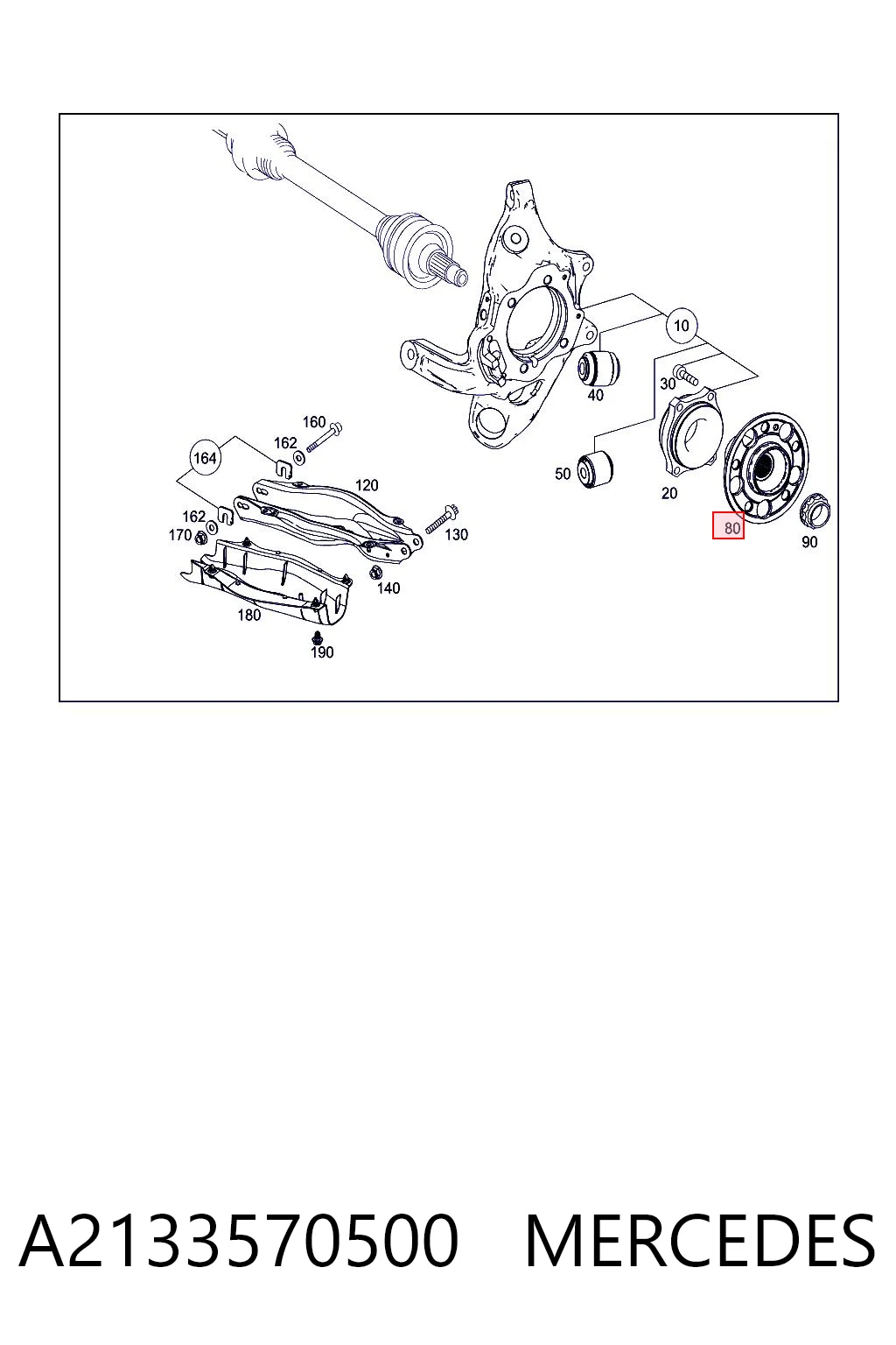 A2133570500 Mercedes Brida de cubo trasero
