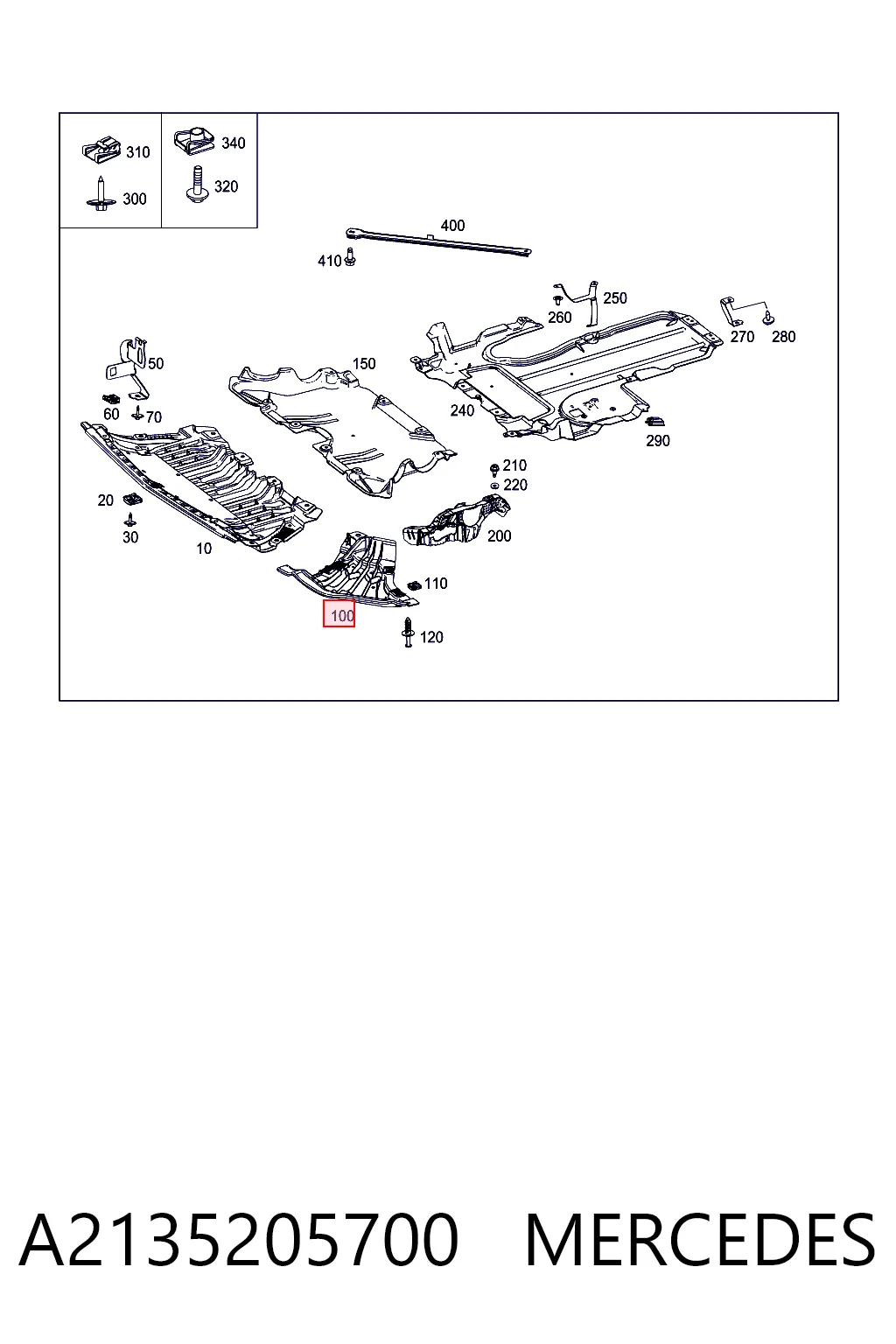 A2135205700 Mercedes Protector izquierdo del parachoques delantero