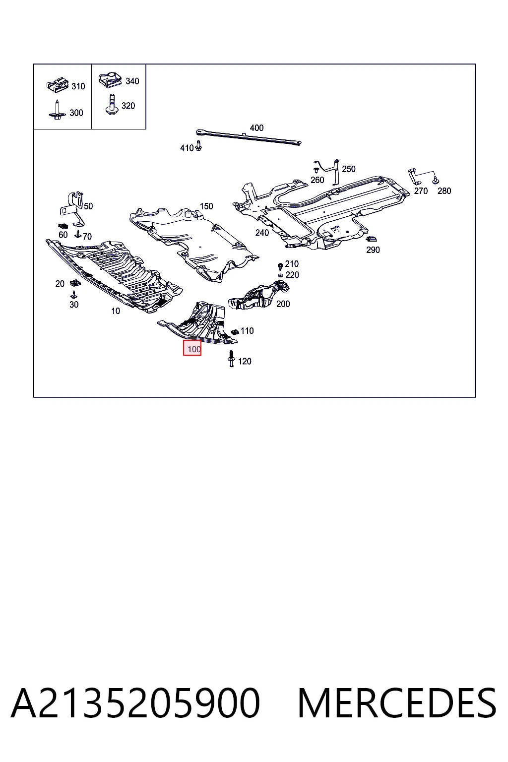 A2135205900 Mercedes Protector derecho del parachoques delantero