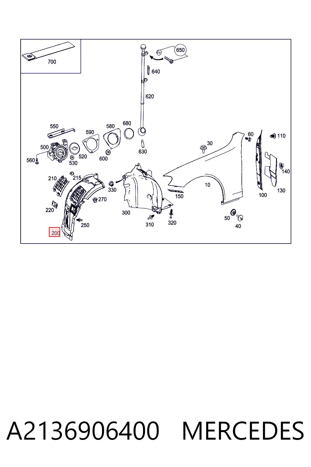 Guardalodos interior delantero derecho A2136906400 MERCEDES