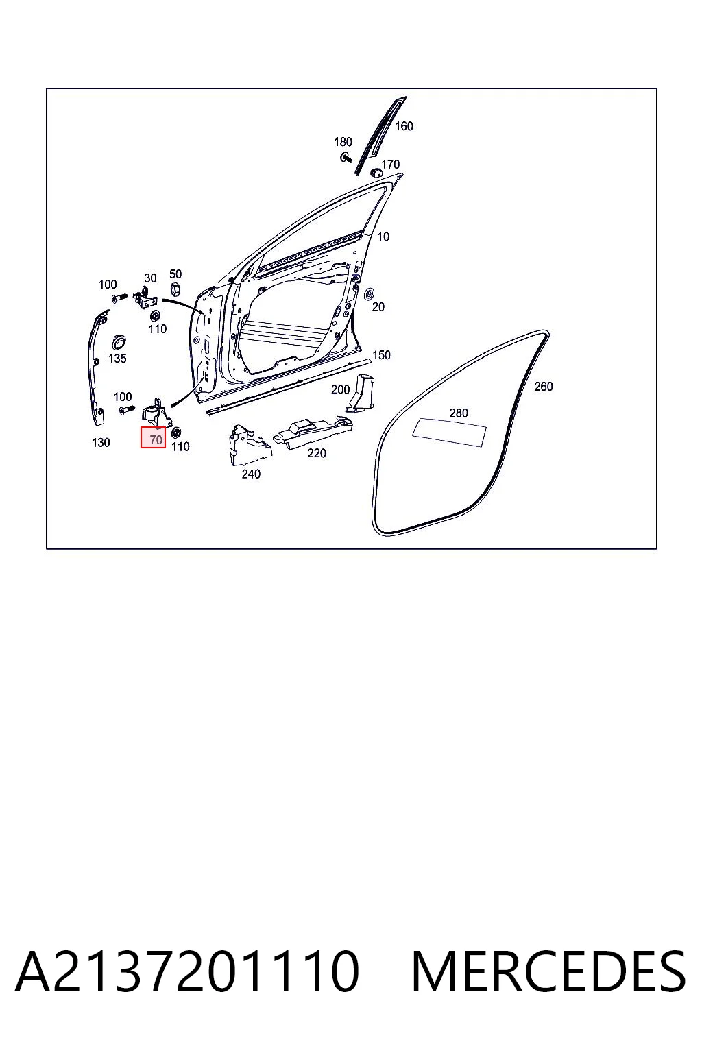 A2137201110 Mercedes Bisagra de puerta delantera izquierda