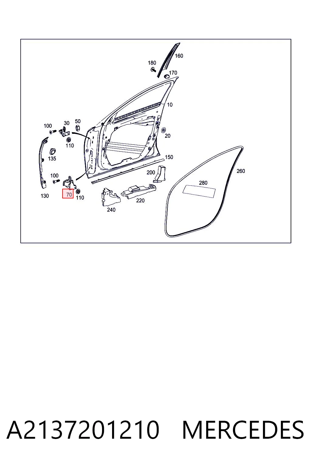 A2137201210 Mercedes Bisagra de la puerta delantera derecha