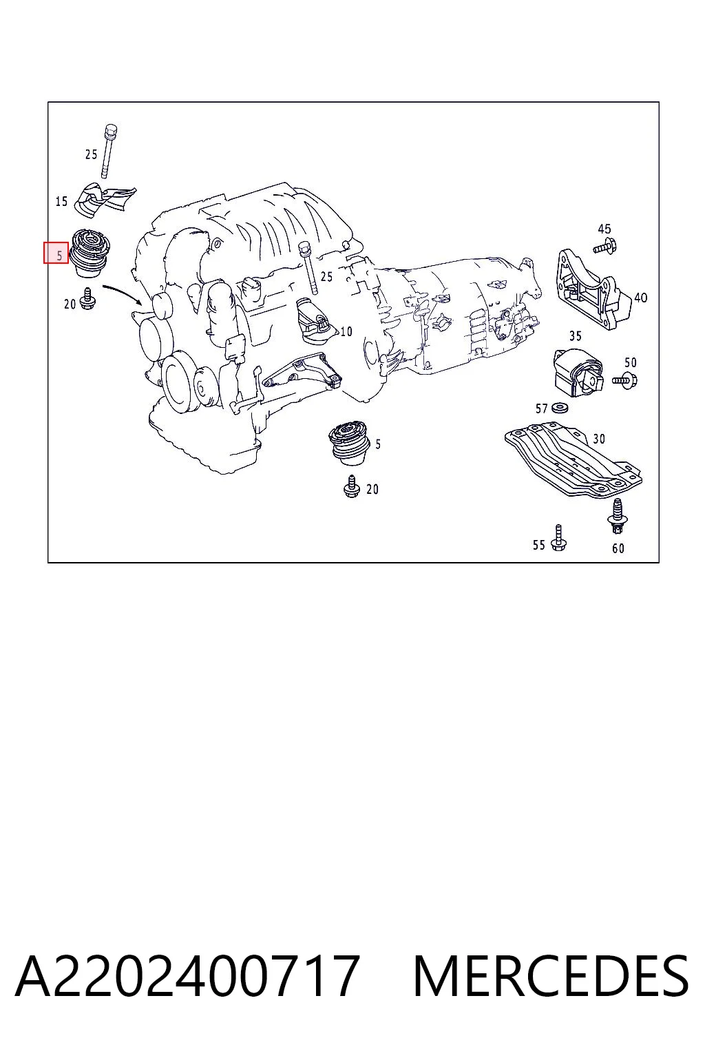 A2202400717 Mercedes Almohada del Motor Izquierda / Derecha