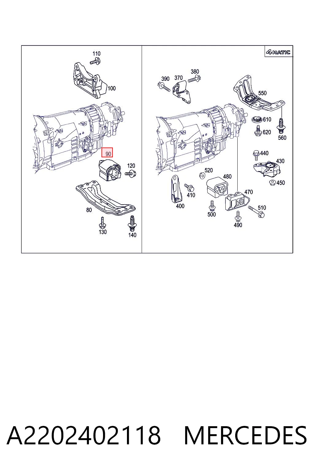 A2202402118 Mercedes Taco de motor
