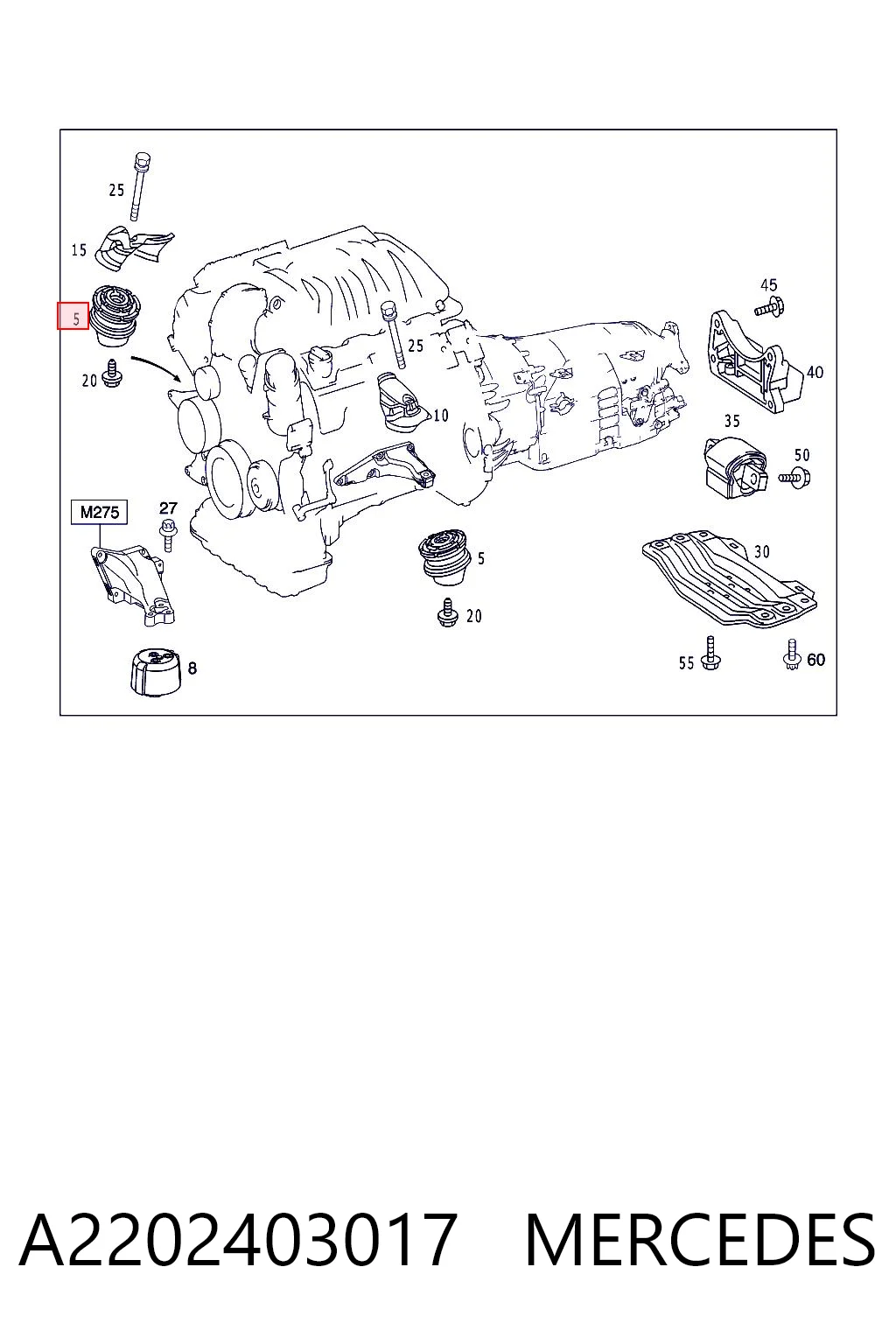 A2202403017 Mercedes Soportes de motor delantero