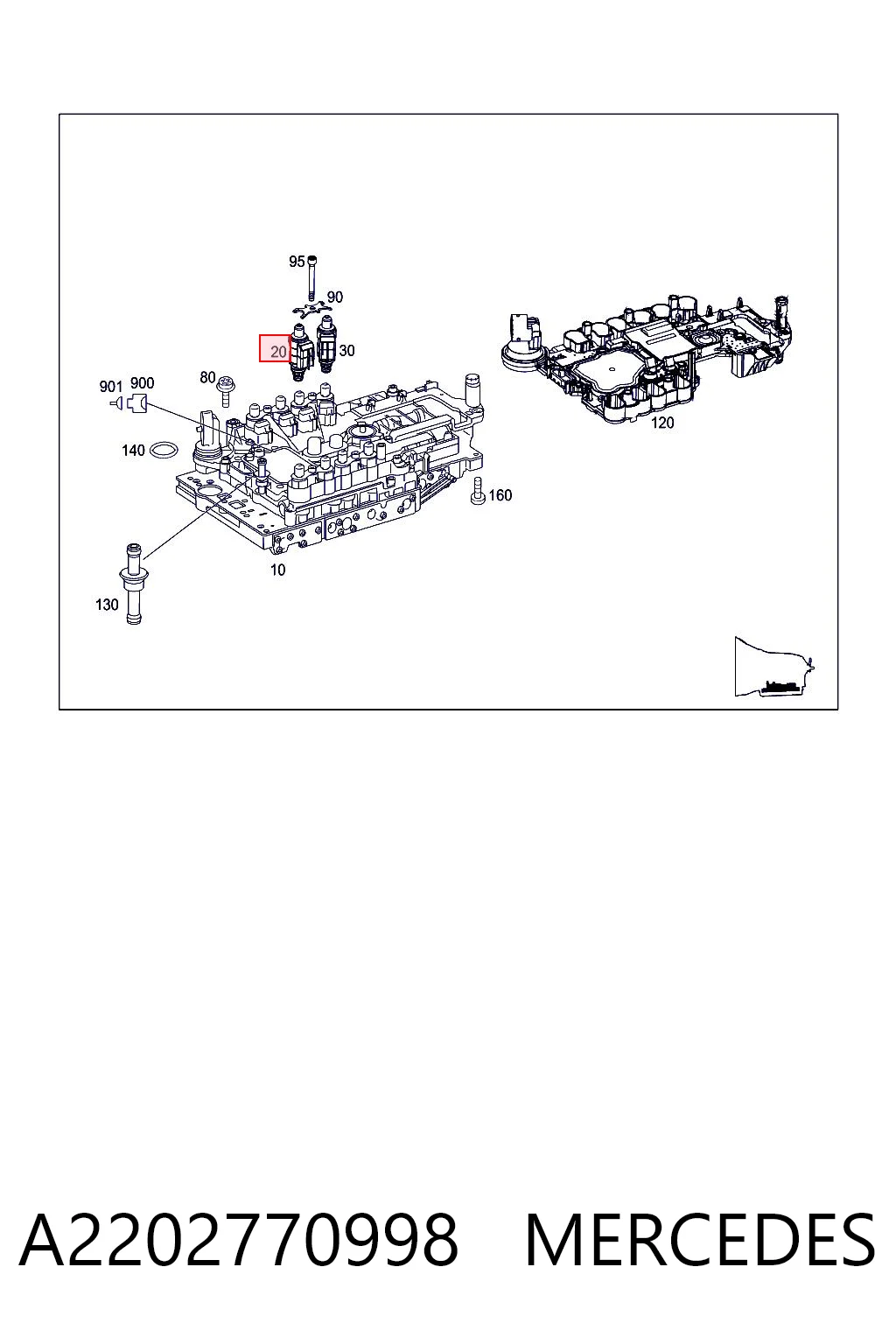 A2202770998 Mercedes Solenoide de transmisión automática