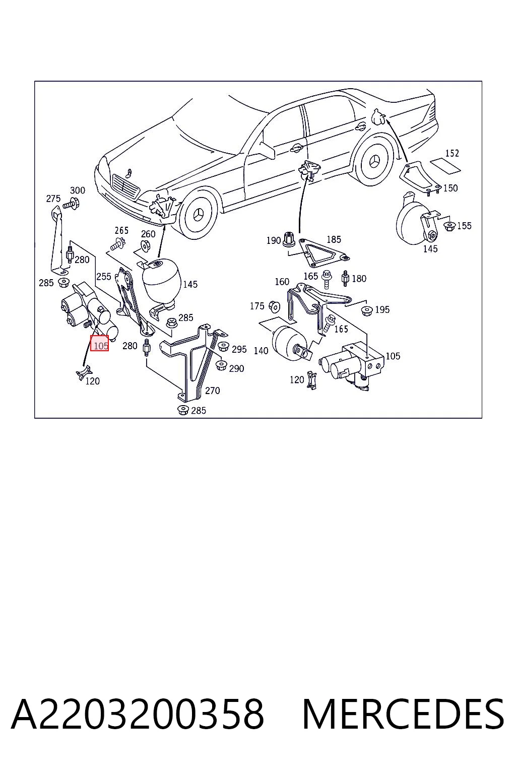 A2203200358 Mercedes Bloque de válvulas de suspensión regulable delantero