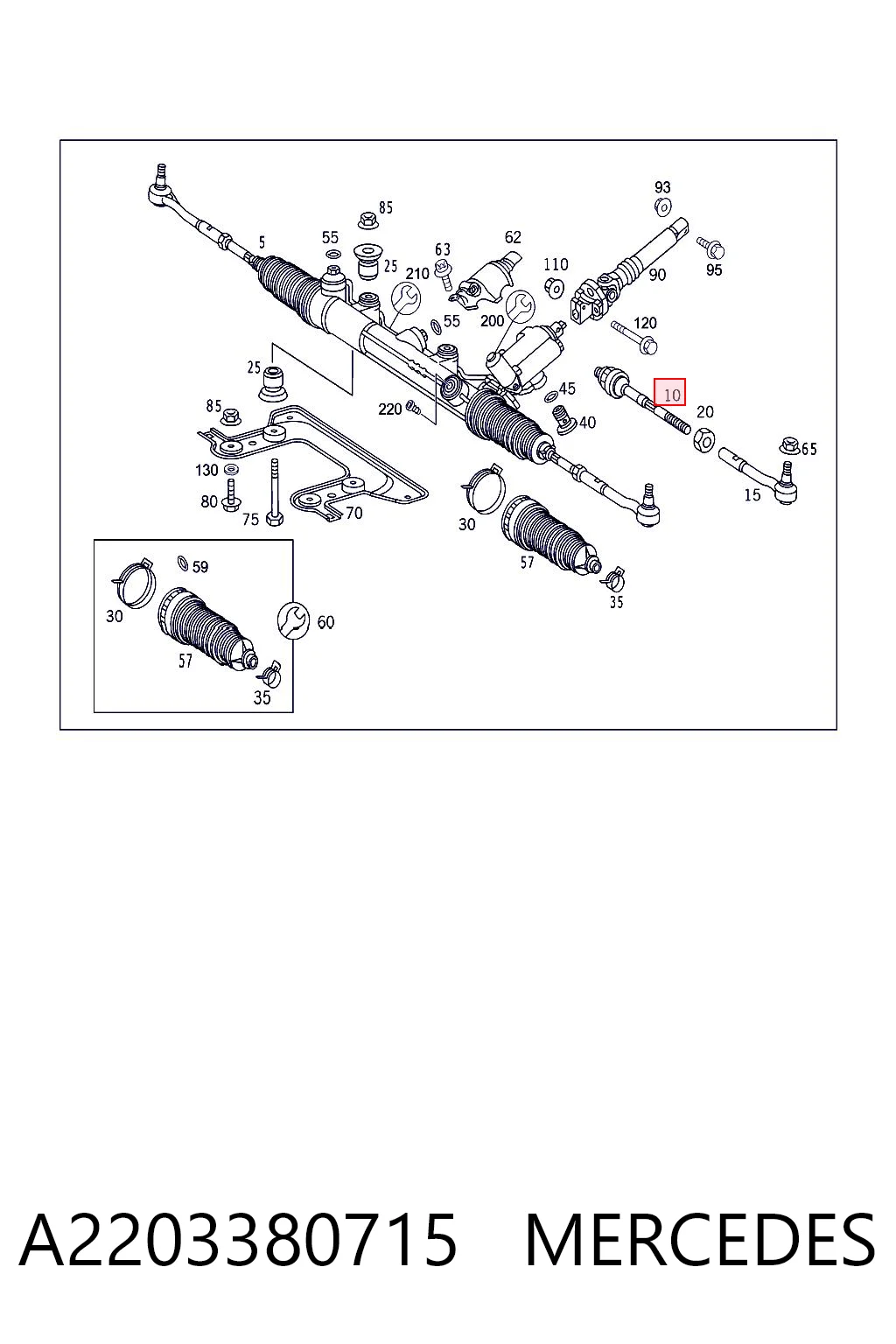 A2203380715 Mercedes Barra de direccion coche