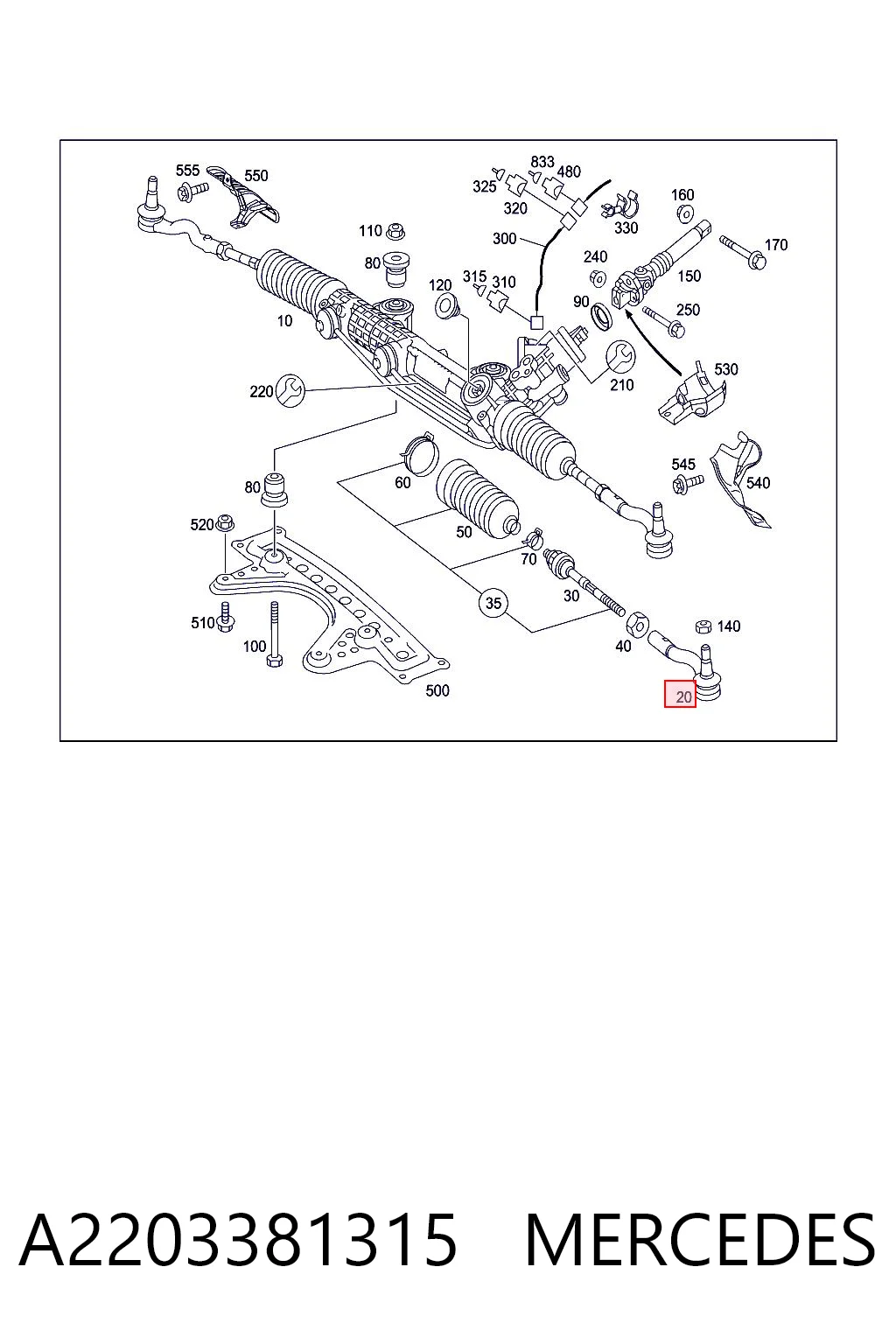 A2203381315 Mercedes Rótula de dirección