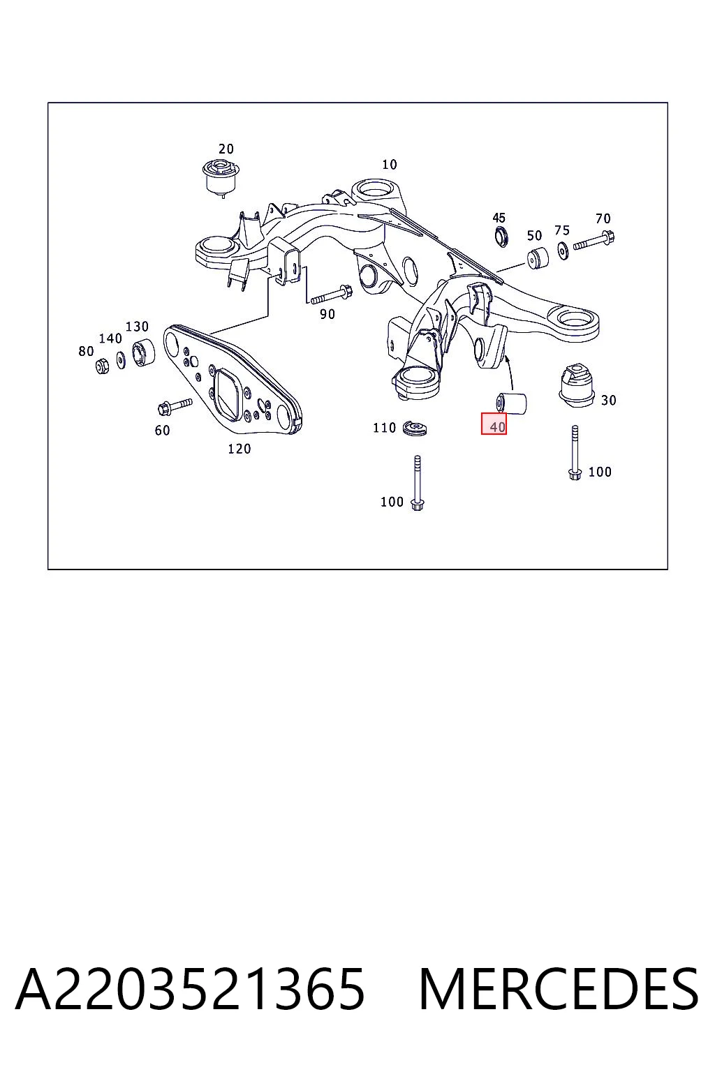 A2203521365 Mercedes Silentblock del puente trasero