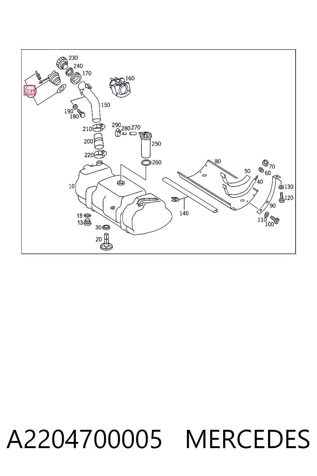 Tapón del depósito de combustible A2204700005 MERCEDES