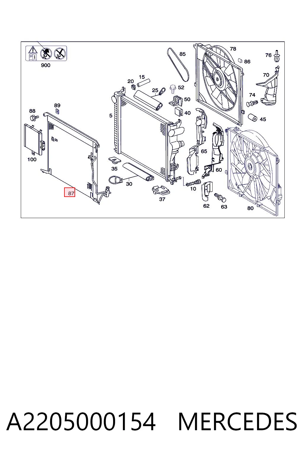 A2205000154 Mercedes Radiador de aire acondicionado