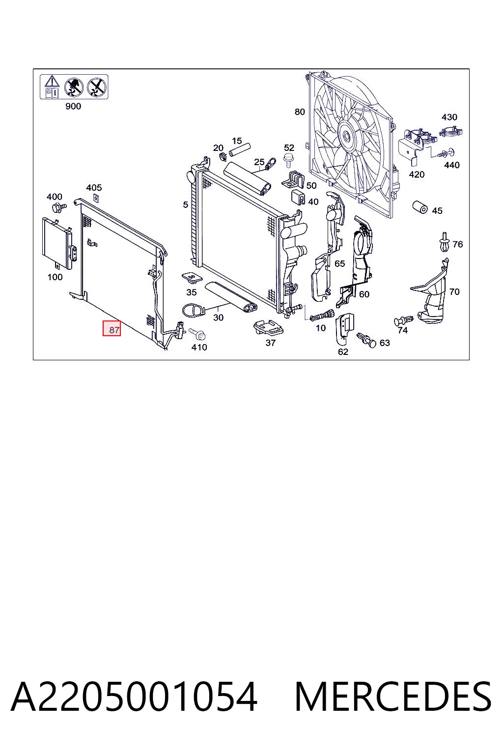 A2205001054 Mercedes Radiador de aire acondicionado