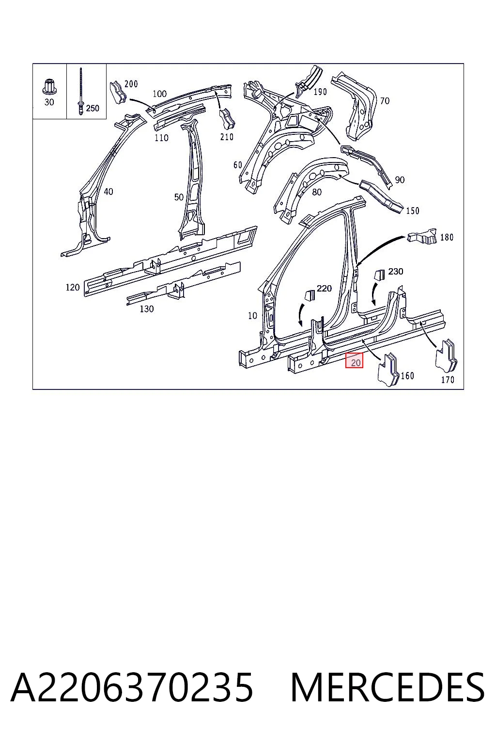 Comprar Umbral exterior derecho Mercedes S W220 a bajo precio