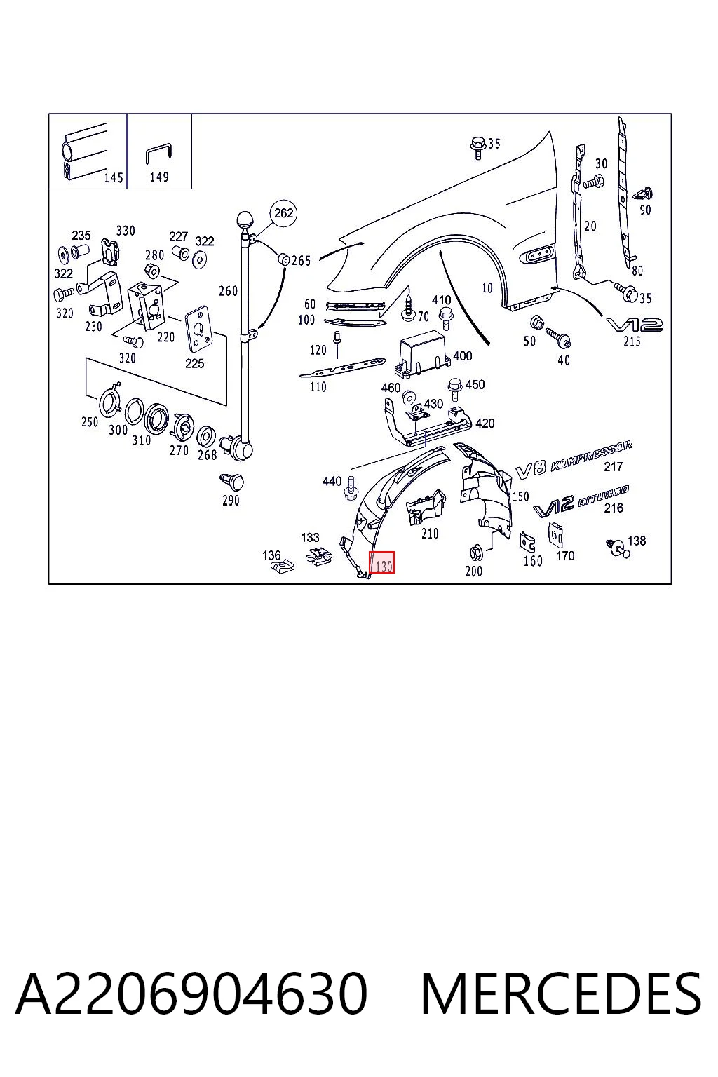Comprar Paso de rueda delantero derecho Mercedes S  W220 a bajo precio