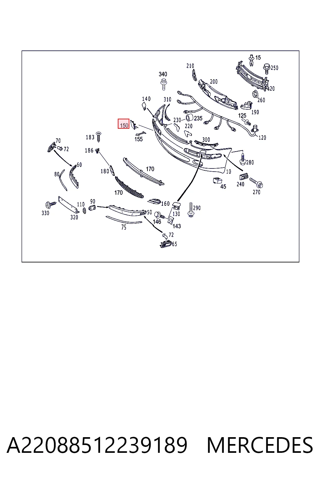  Tapa del enganche de remolcado delantera Mercedes S 