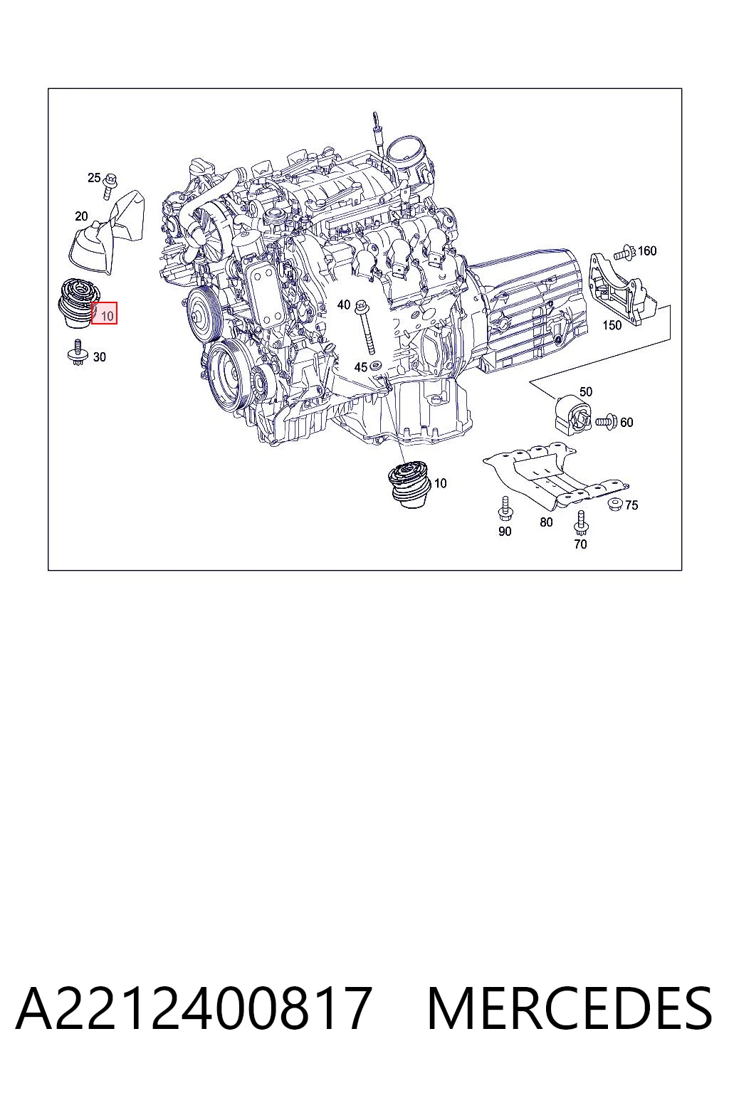 A2212400817 Mercedes Soporte elástico, suspensión del motor, Izquierda / Derecha