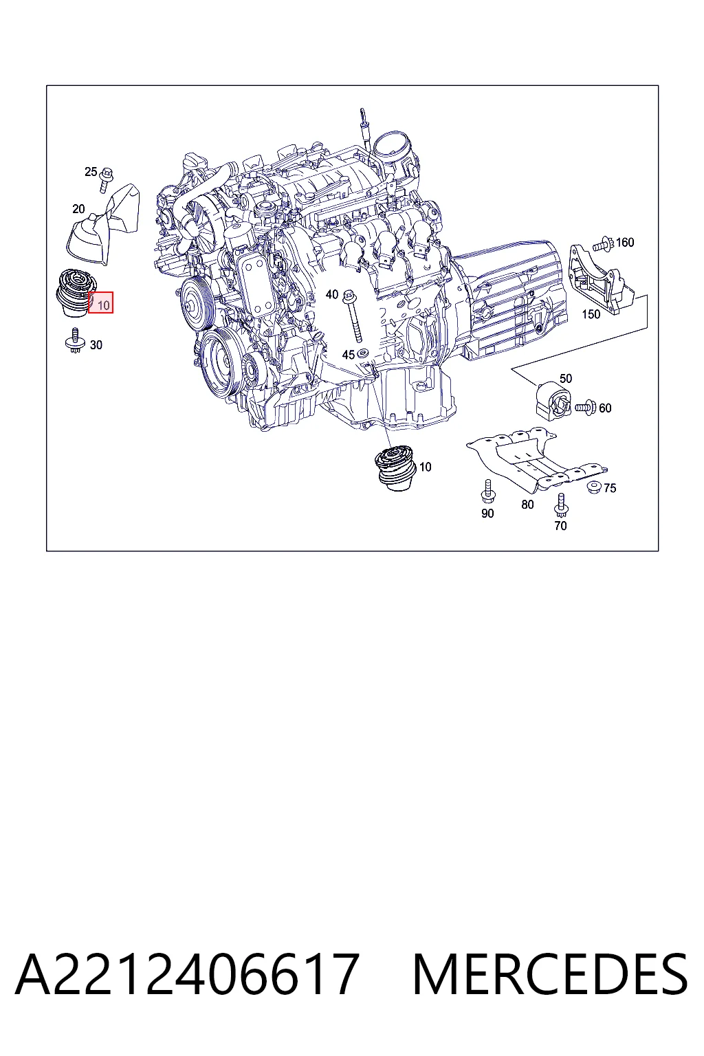 A2212406617 Mercedes Soporte de motor derecho
