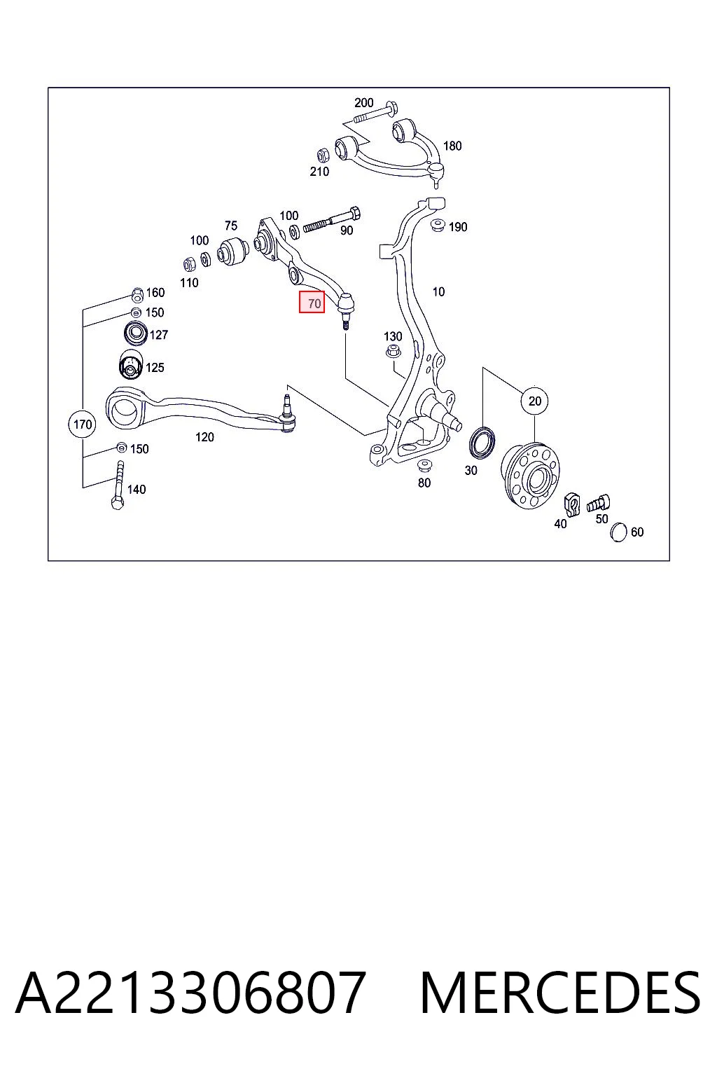 A2213306807 Mercedes Brazo inferior derecho de la suspensión delantera