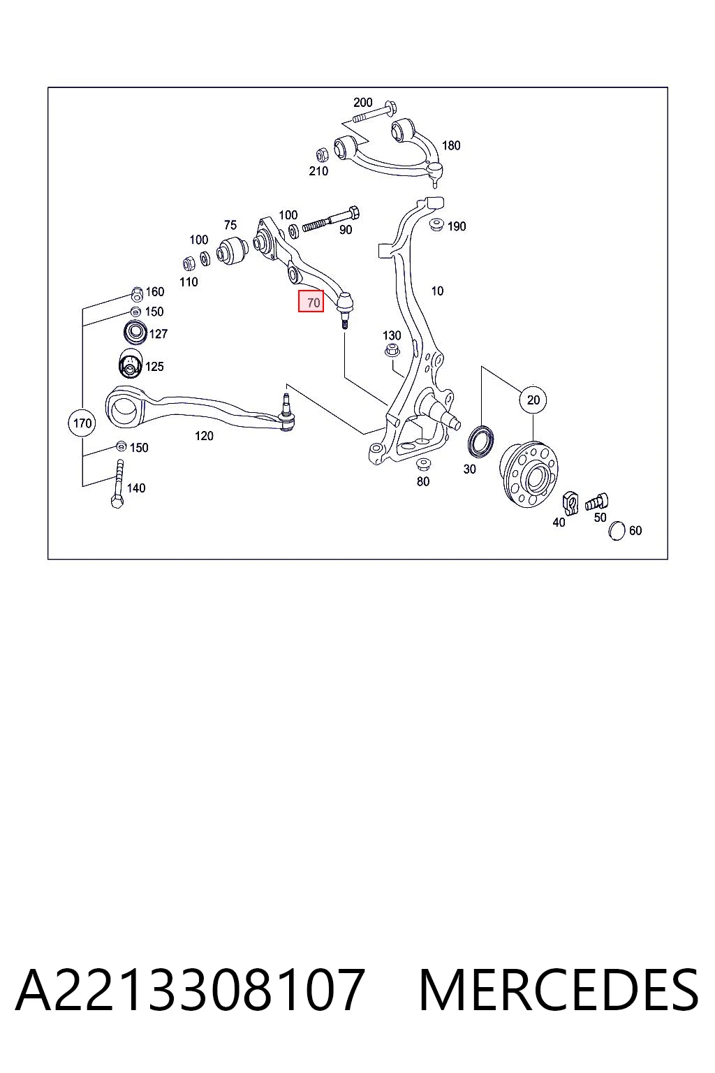 A2213308107 Mercedes Brazo inferior izquierdo de la suspensión delantera