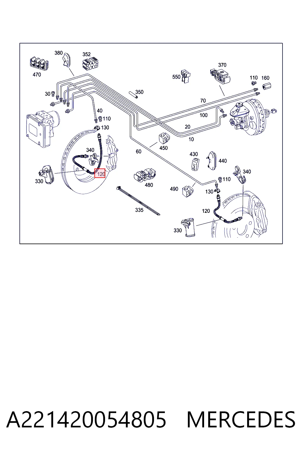 Tubo flexible de frenos delantero Mercedes S  (C216)