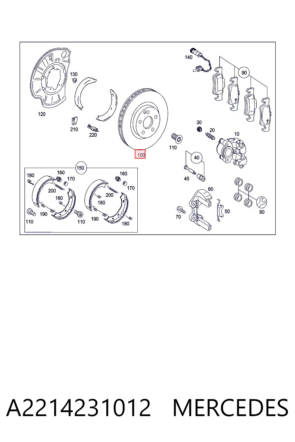 Disco de freno trasero A2214231012 MERCEDES