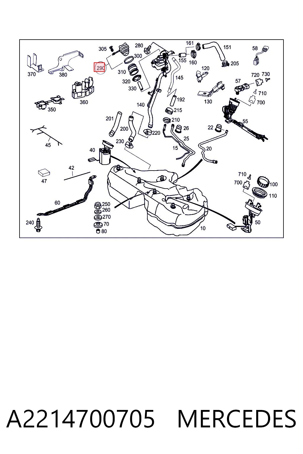 A2214700705 Mercedes Tapa tanque combustible