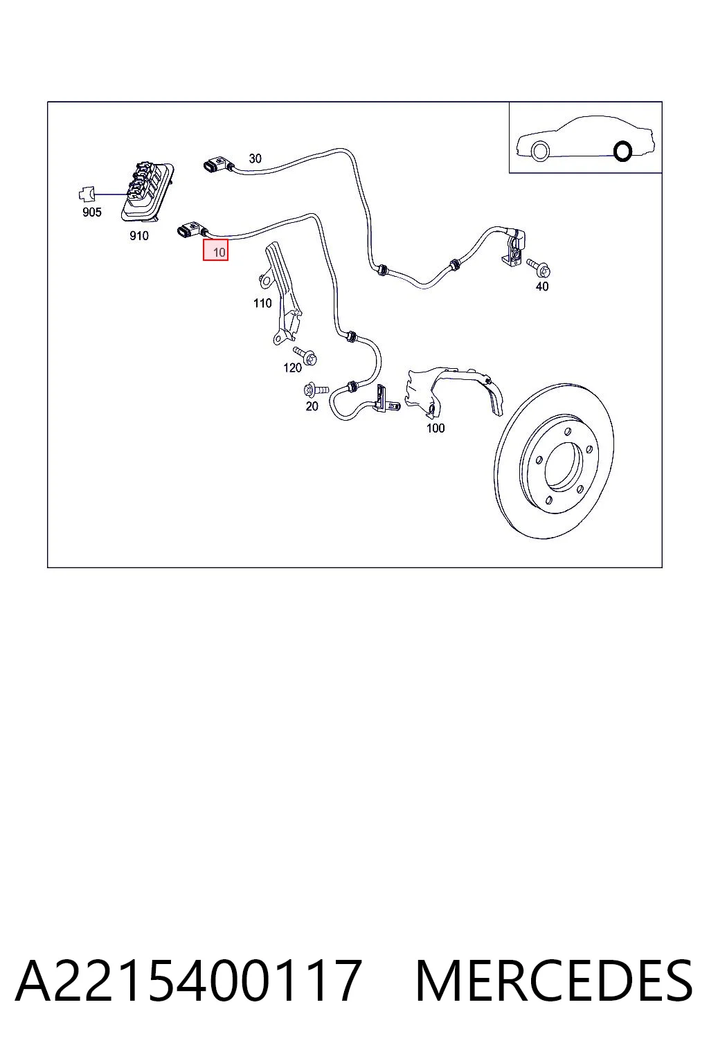 A2215400117 Mercedes Sensor ABS trasero