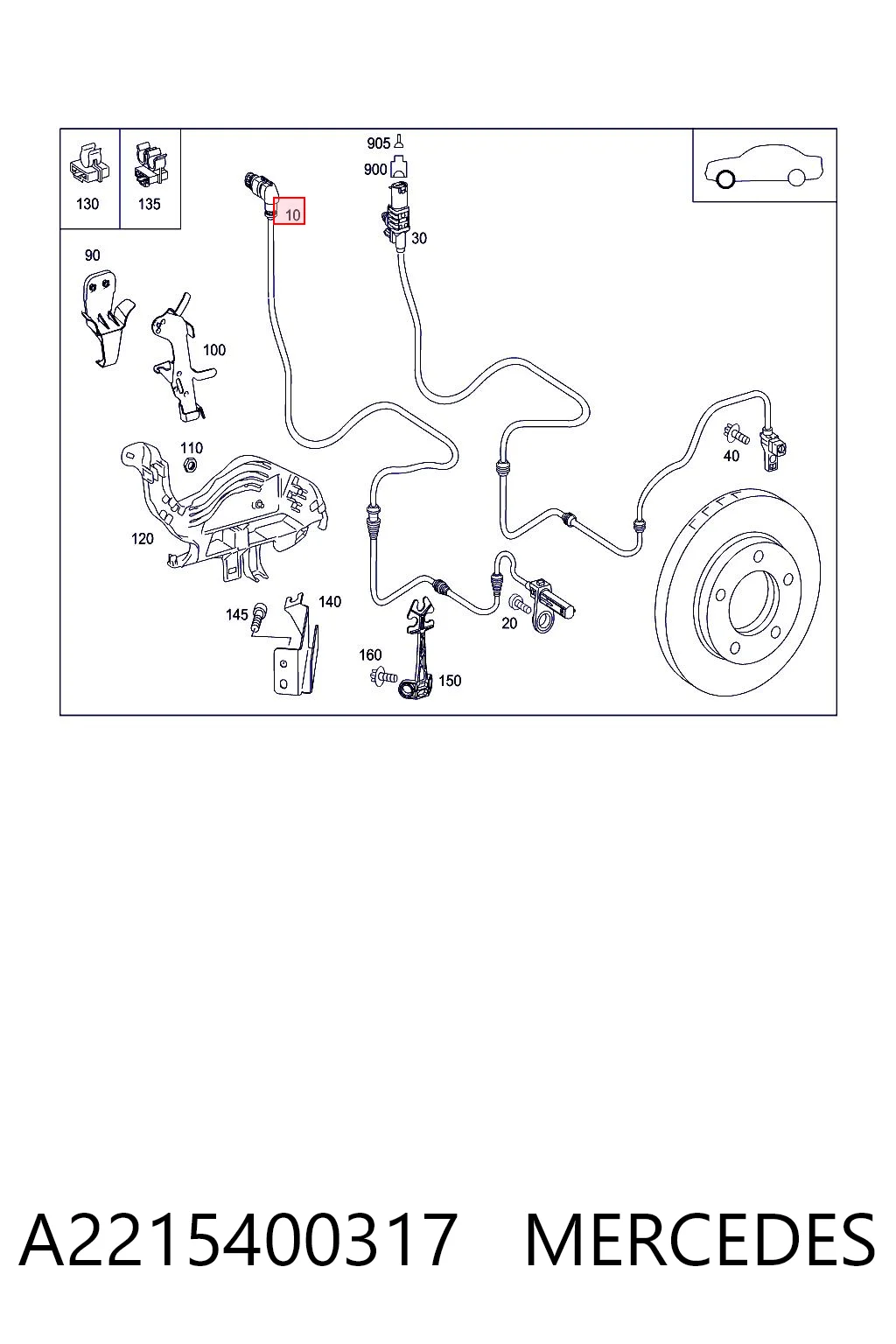 A2215400317 Mercedes Sensor de rueda abs
