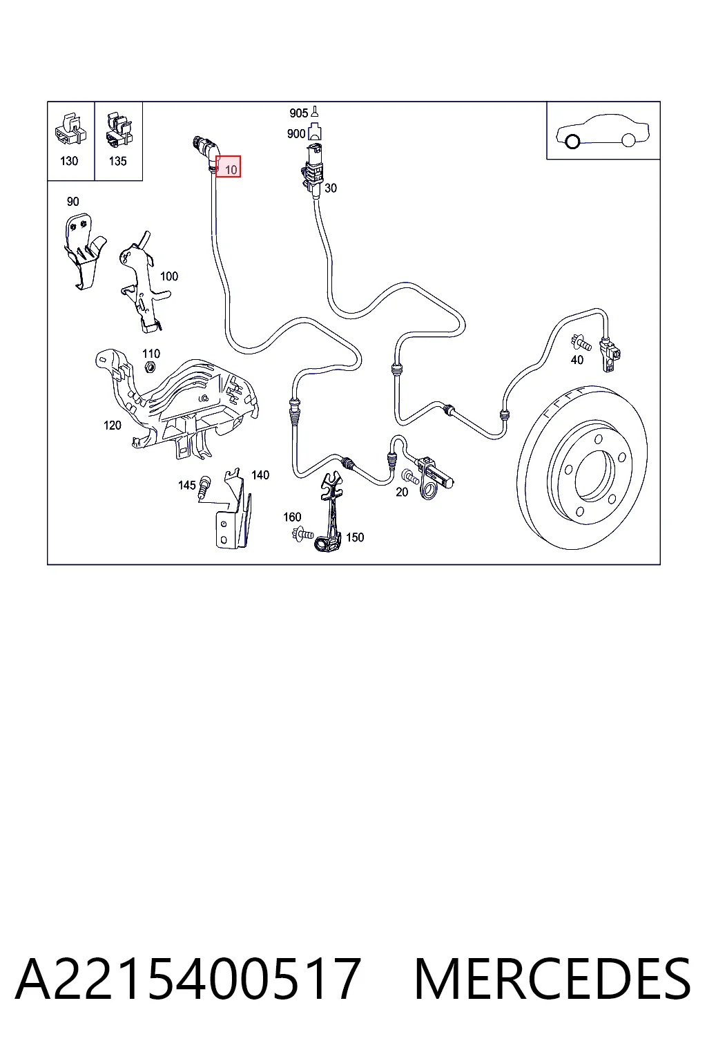 A2215400517 Mercedes Sensor de rueda abs