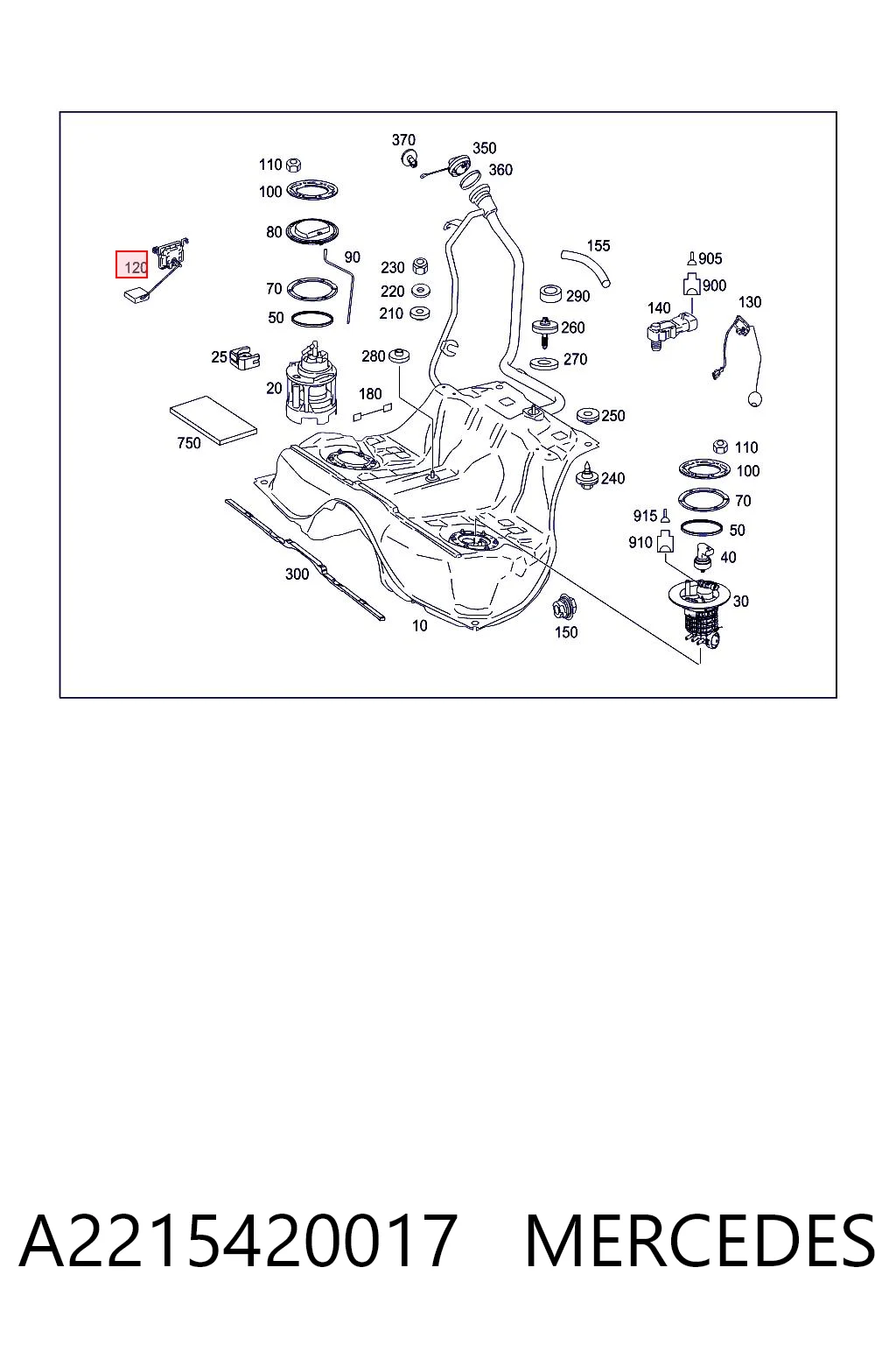 A2215420017 Mercedes Sensor de nivel de combustible derecho
