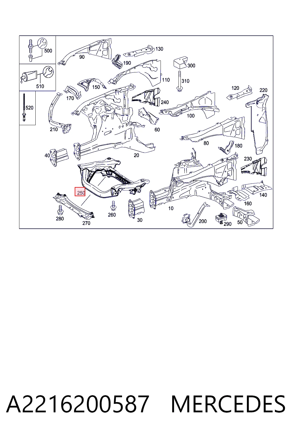 Subchasis delantero soporte motor Mercedes S sedán (W221) (2005 - 2013) precio, desde 828,09 EUR