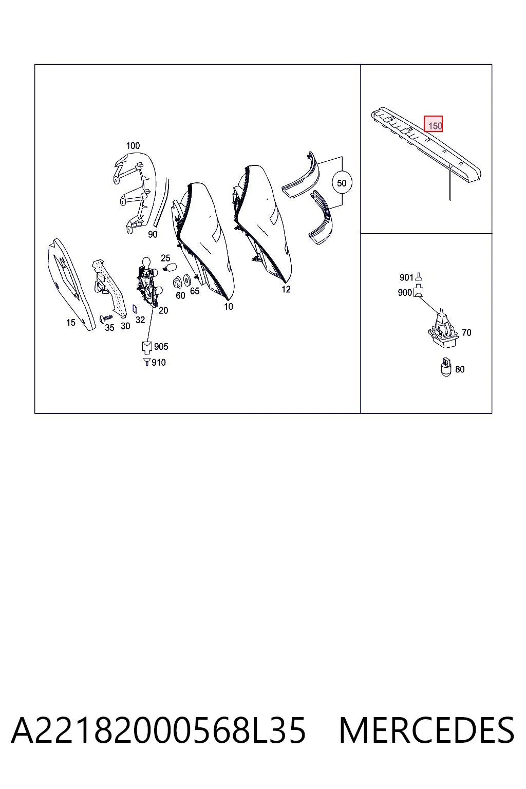 Luz central de freno para Mercedes S  W221