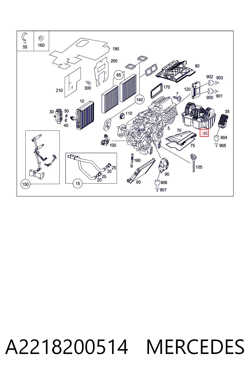 A2218200514 Mercedes Ventilador de habitáculo