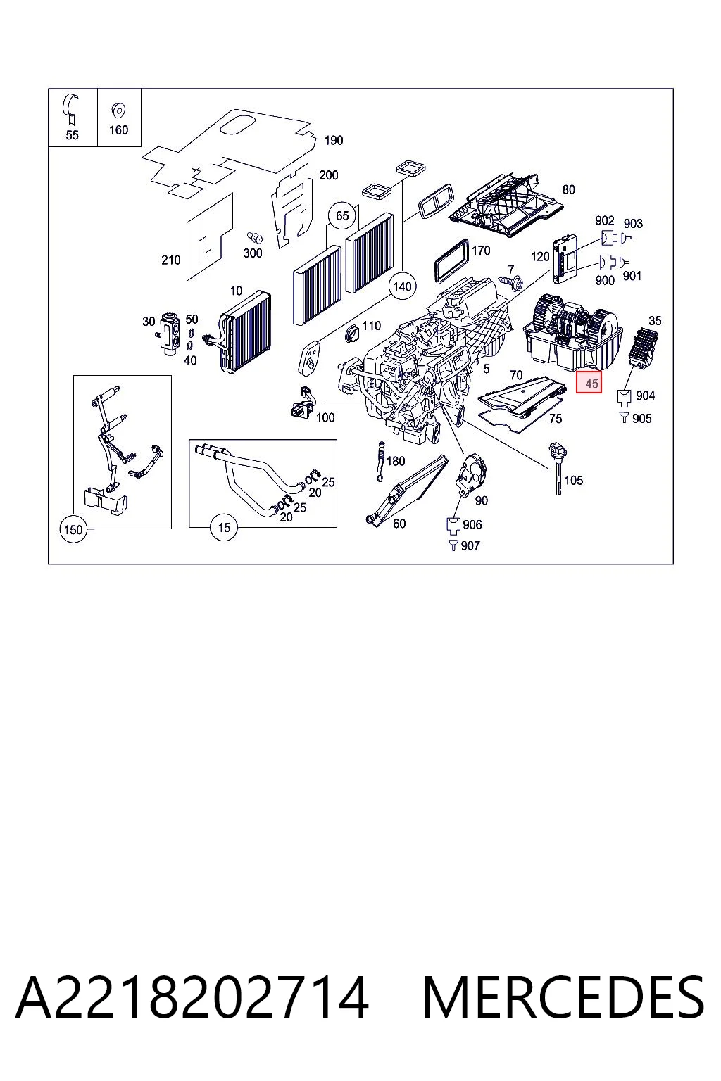 A2218202714 Mercedes Ventilador de habitáculo