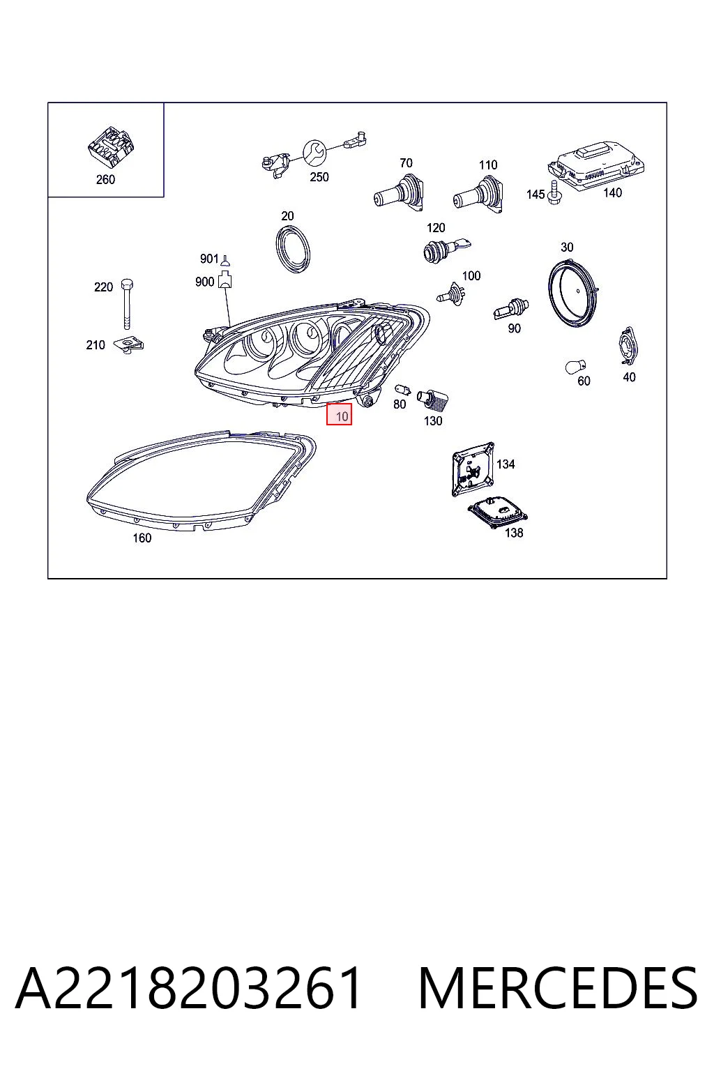 Faro derecho para Mercedes S W221
