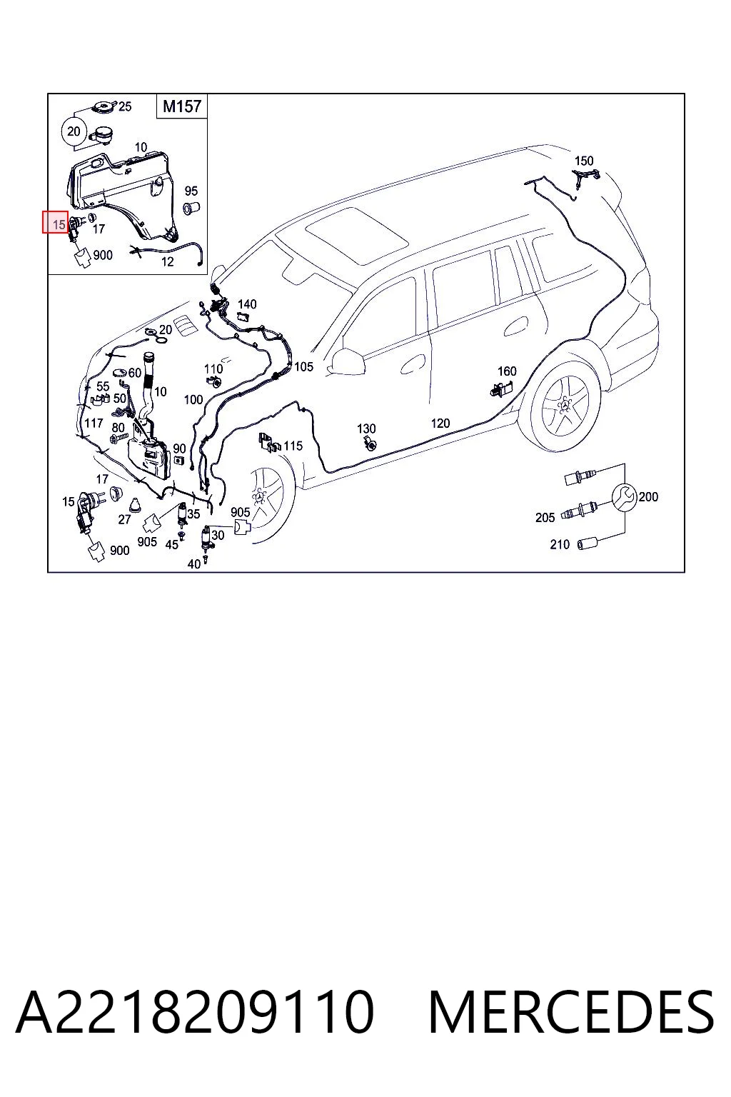 A2218209110 Mercedes Sensor de nivel del depósito de líquido limpiaparabrisas