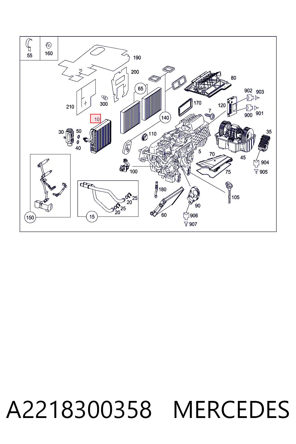 Evaporador, aire acondicionado para Mercedes S  W221