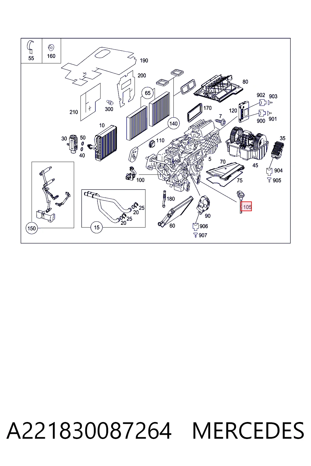 Sensor de la temperatura interior para Mercedes E W213