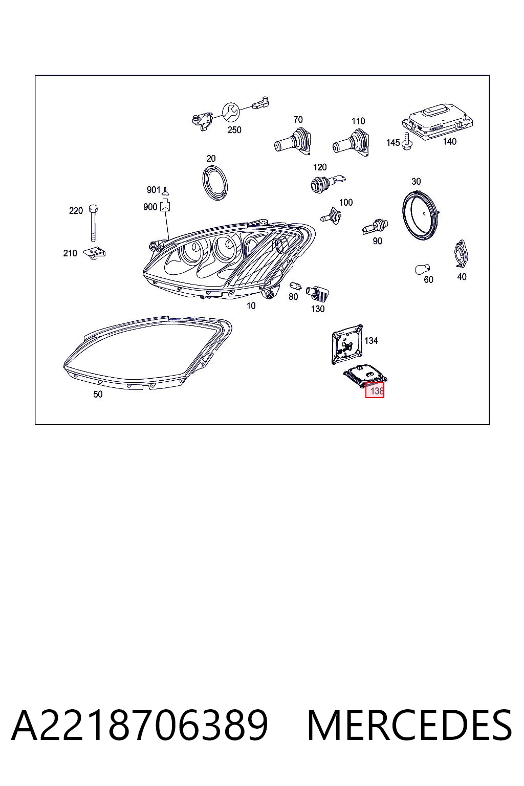 A2218706389 Mercedes Módulo de control de luces de posición